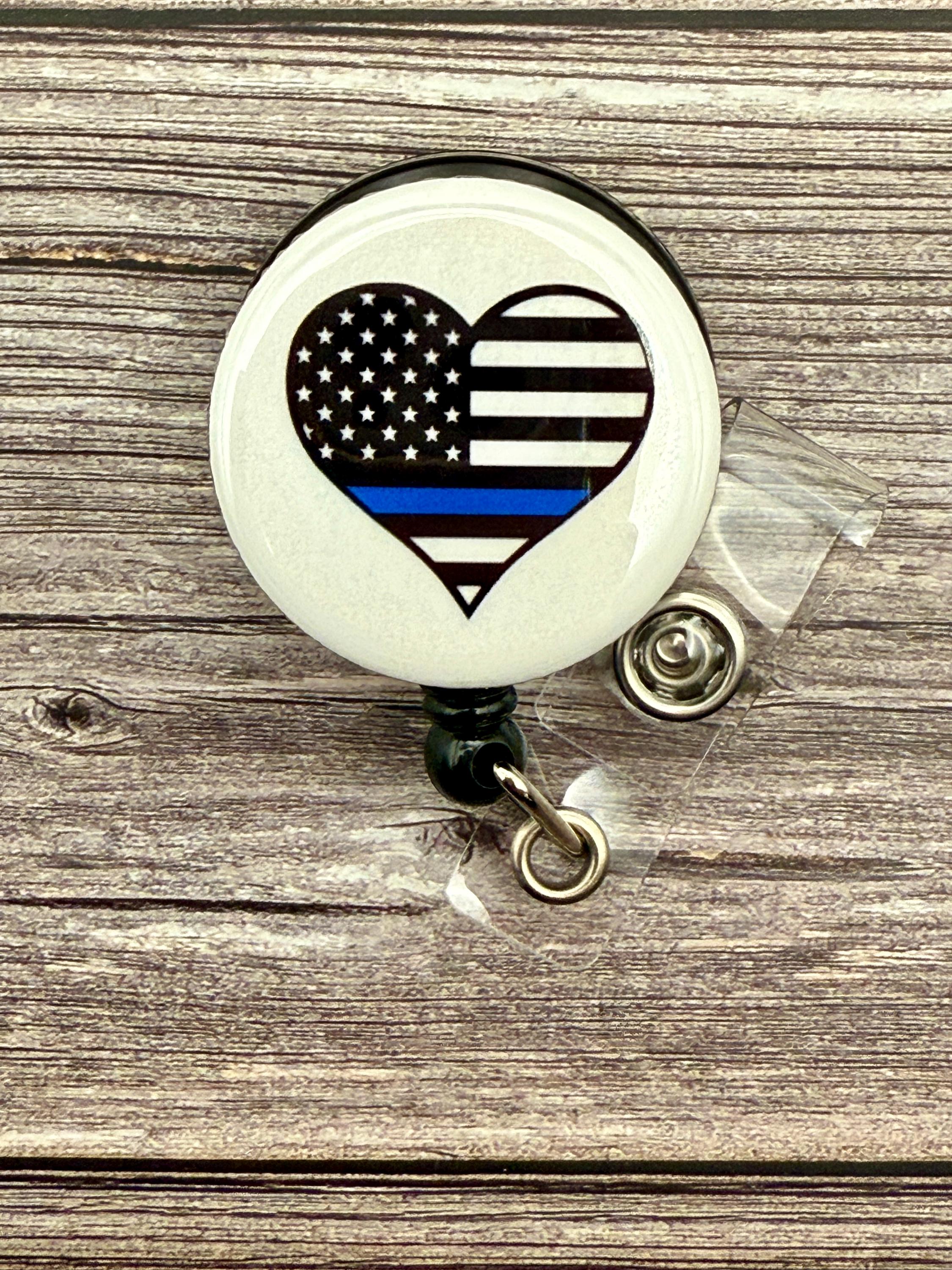 Thin Blue Line Heart Badge Reel: Police Wife, Nurse - Thumbnail 2