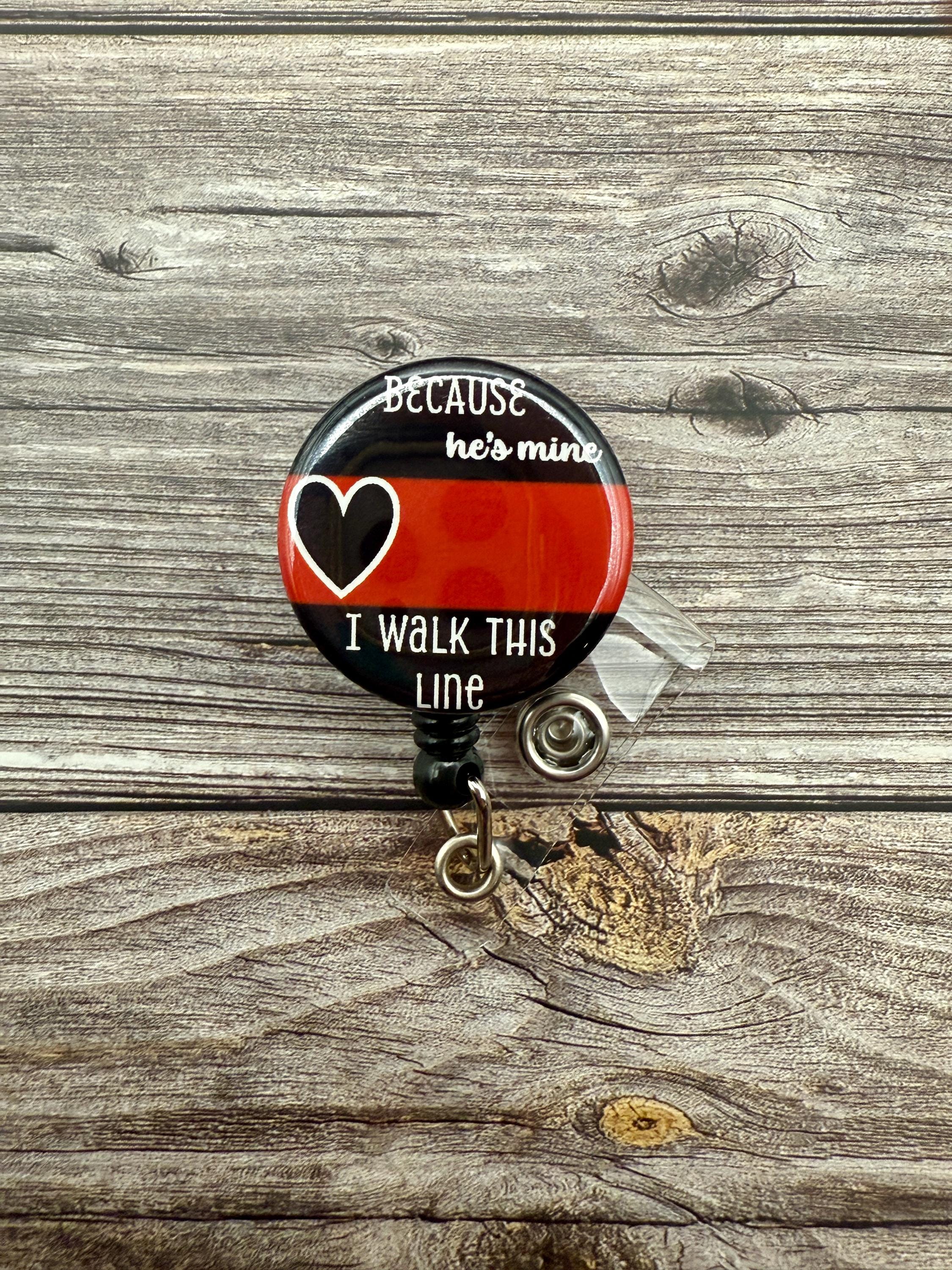 Thin Red Line Badge Reel: Firefighter Wife, Personalized Nursing Badge