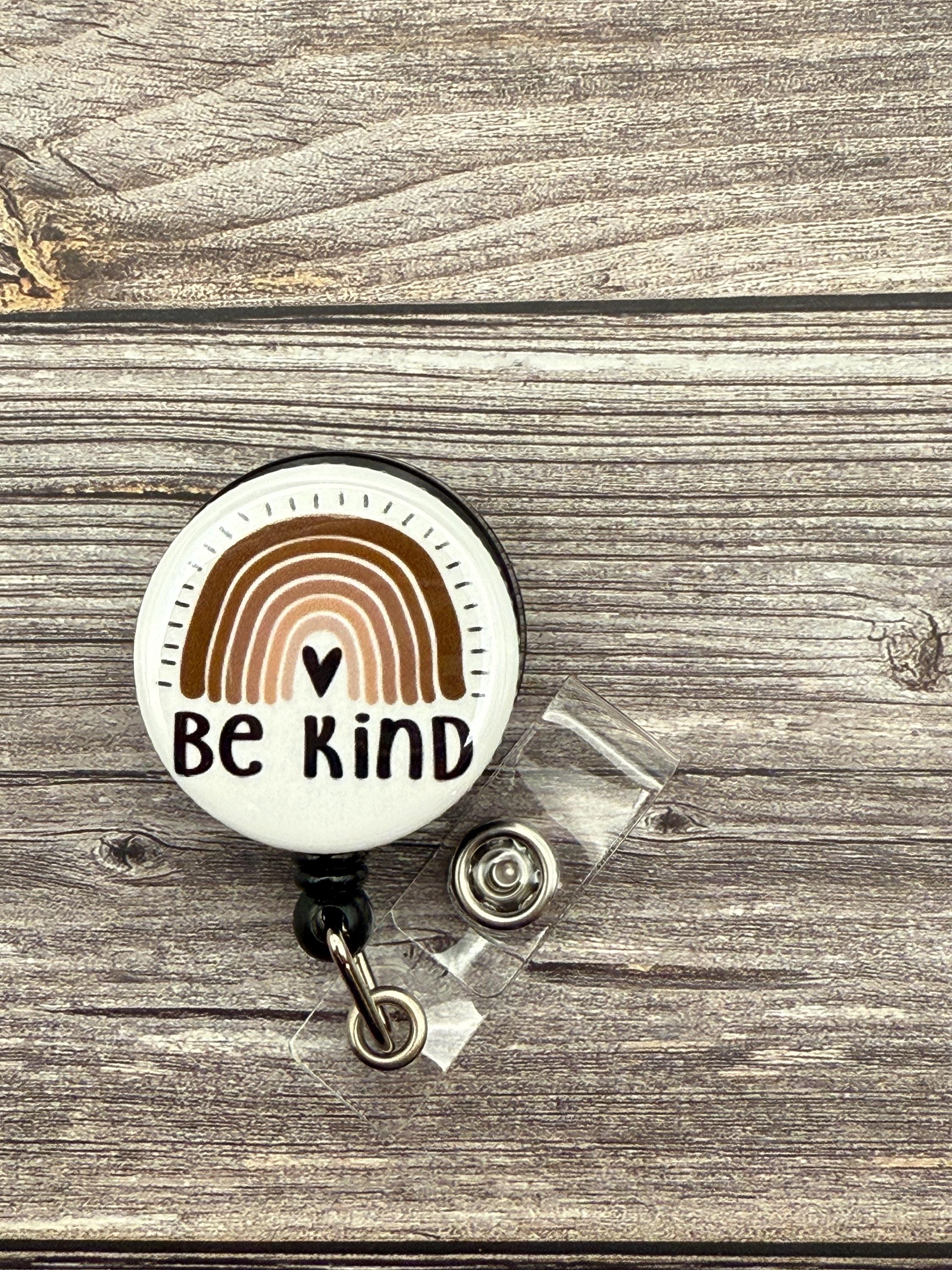 Inspirational Badge Reel: Be Kind Rainbow Nursing ID Holder - Thumbnail 2