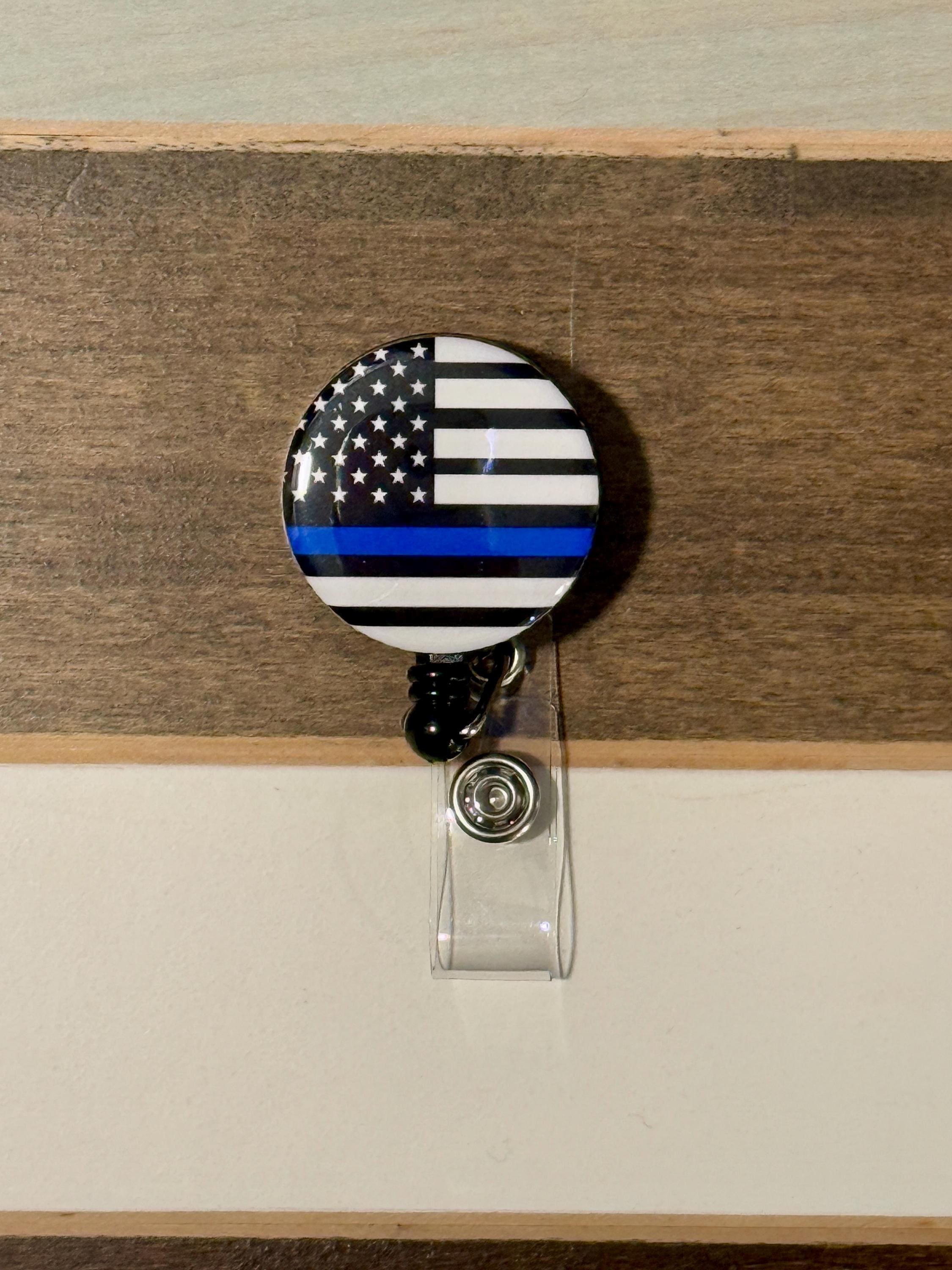 Thin Blue Line Badge Reel: Police Wife, Nurse Gift - Thumbnail 3