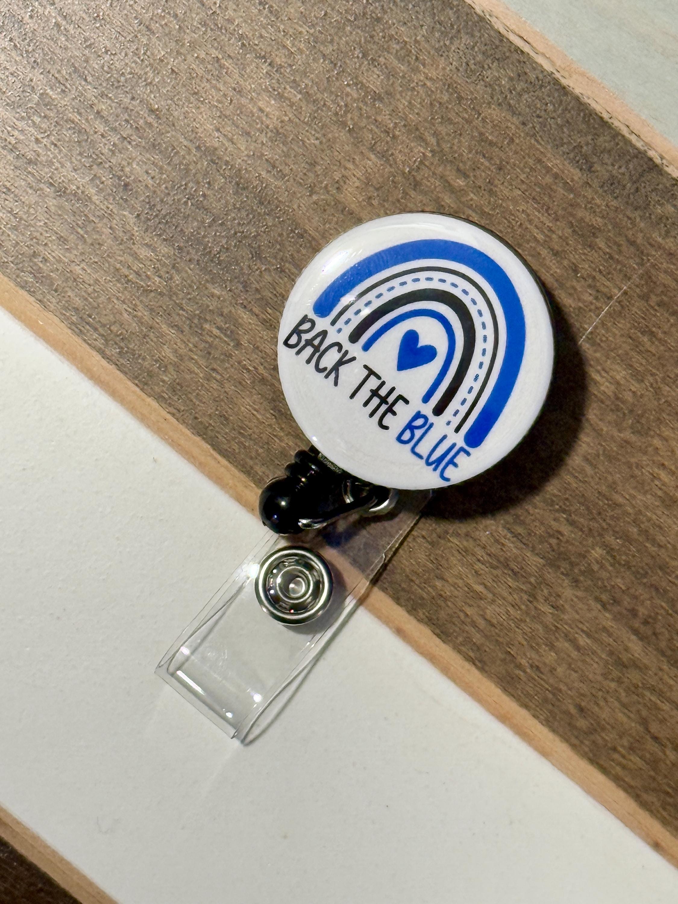 Thin Blue Line Badge Reel: Police Wife, Nurse, Personalized - Thumbnail 3
