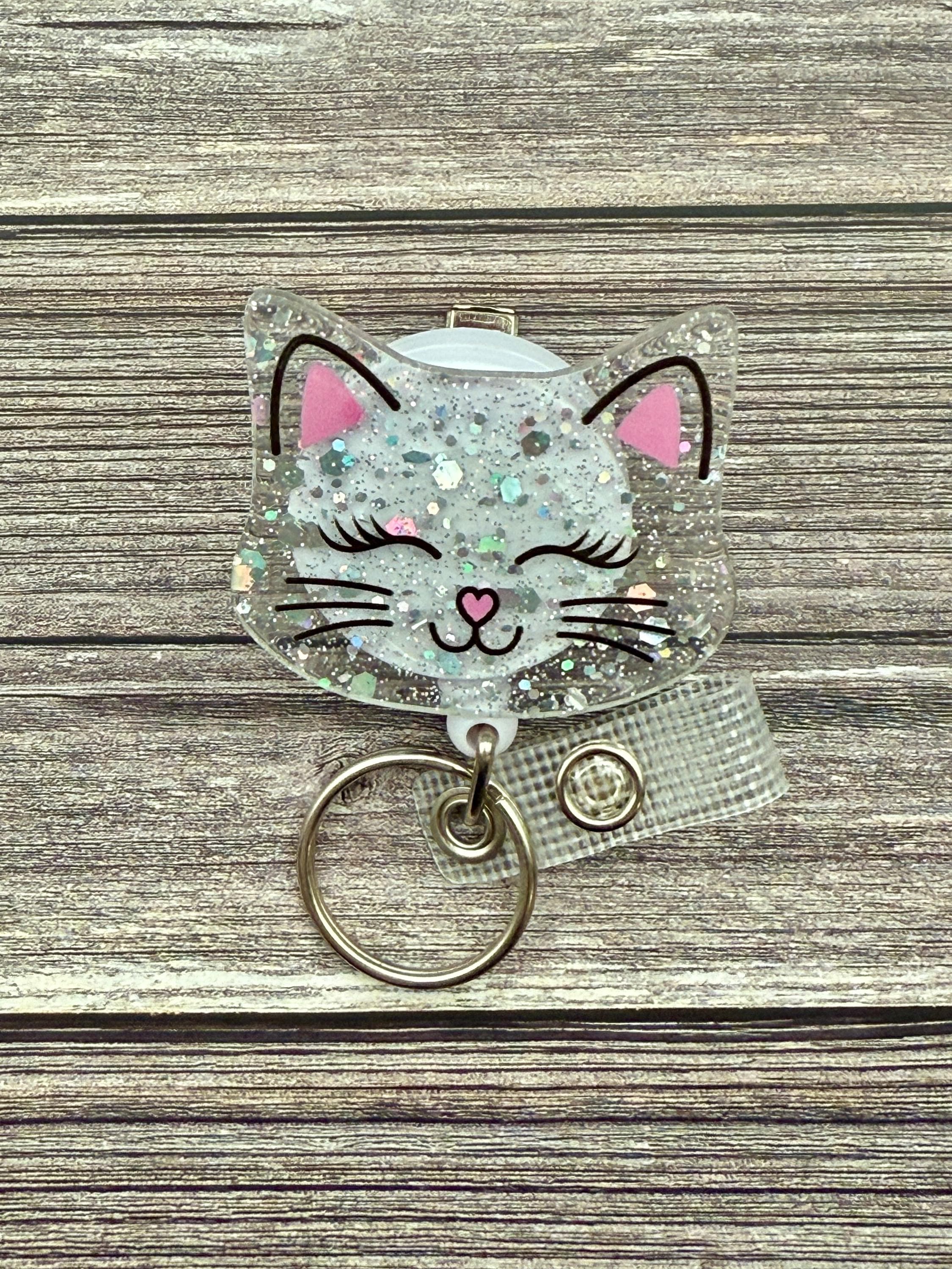 Funny Cat Badge Reel: Alligator Swivel Style - Thumbnail 2