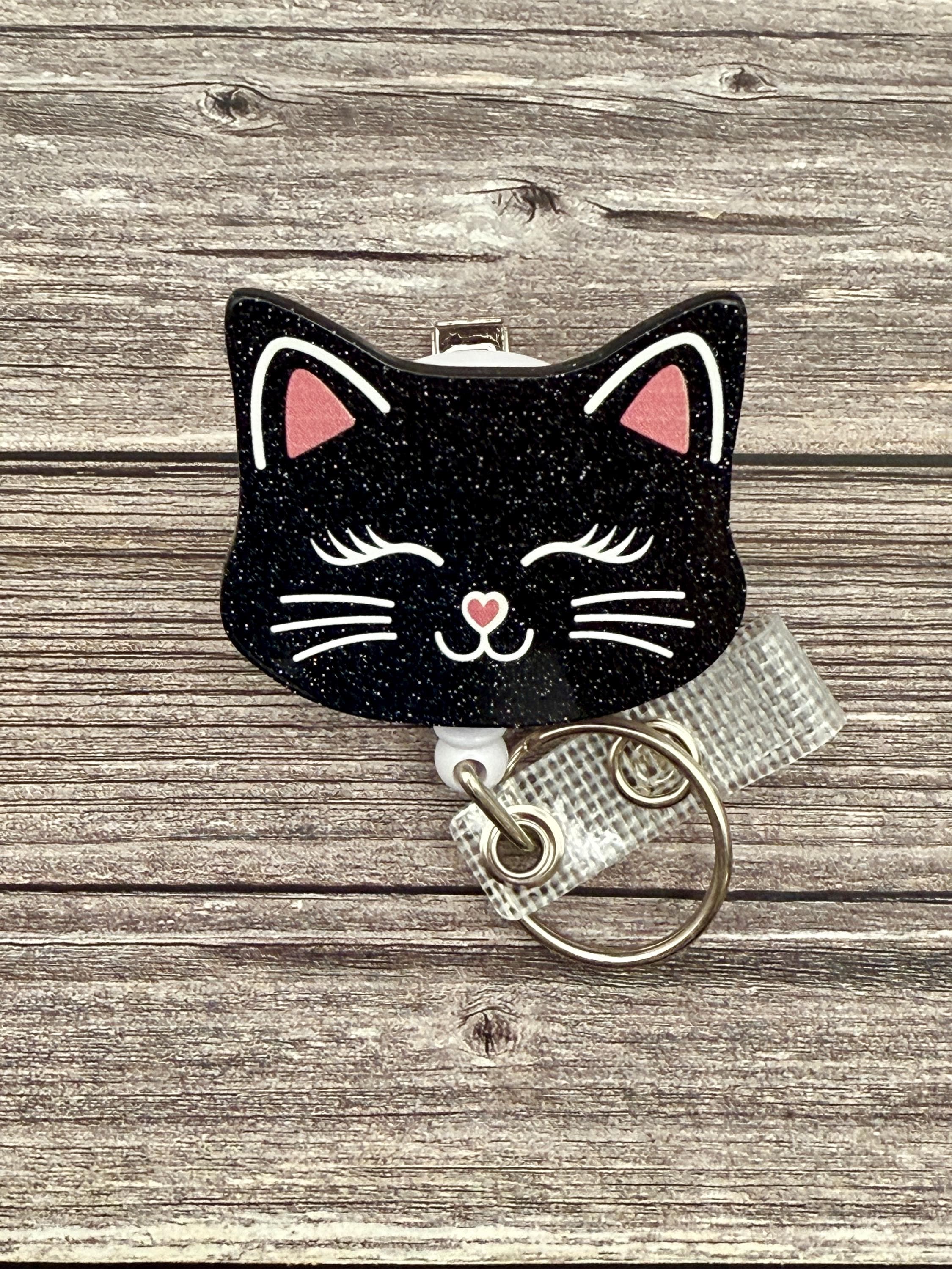 Funny Cat Retractable Badge Reel: Alligator Swivel