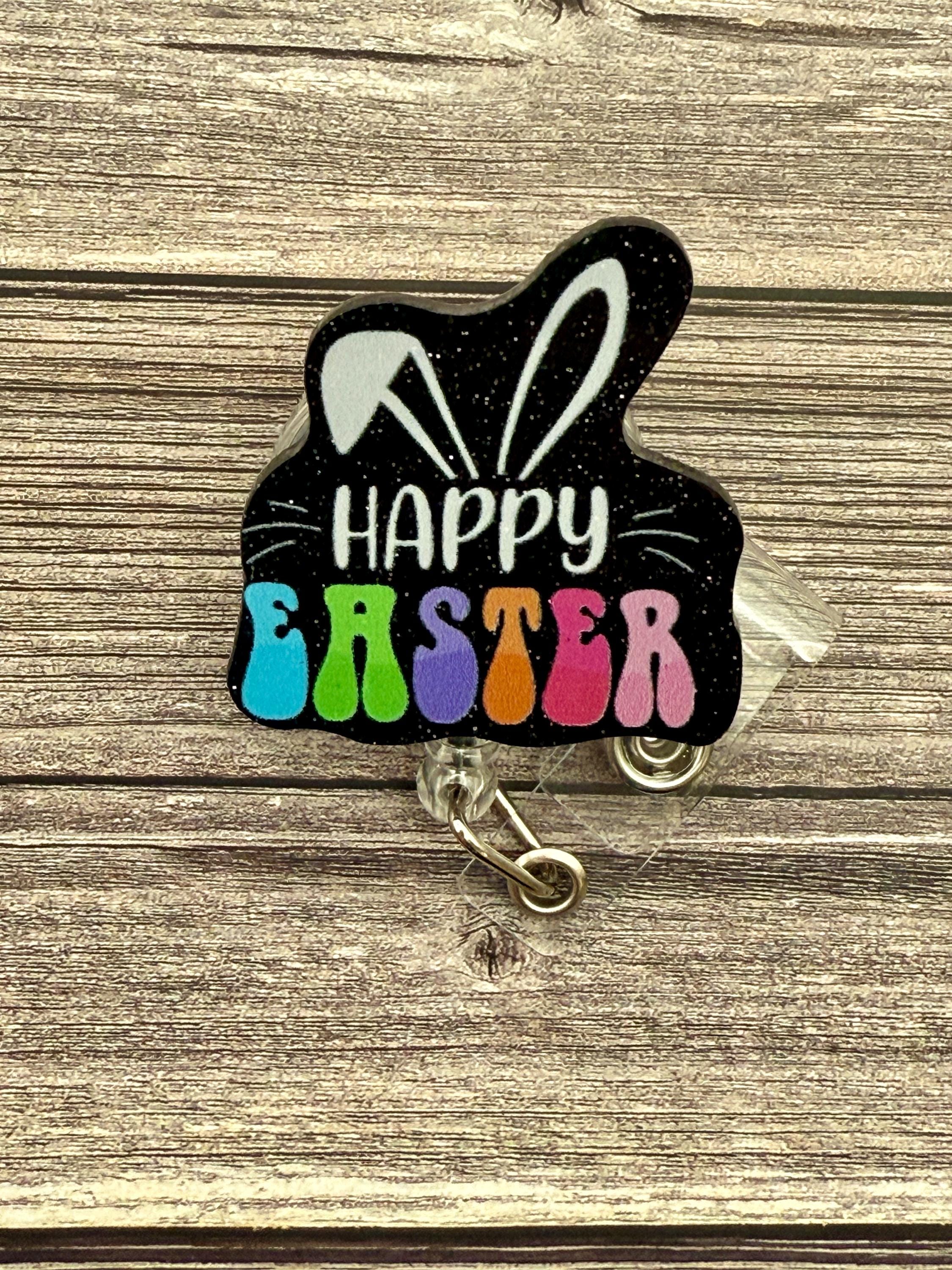 Easter Bunny Retractable Badge Reel: Alligator Swivel Clip - Thumbnail 2