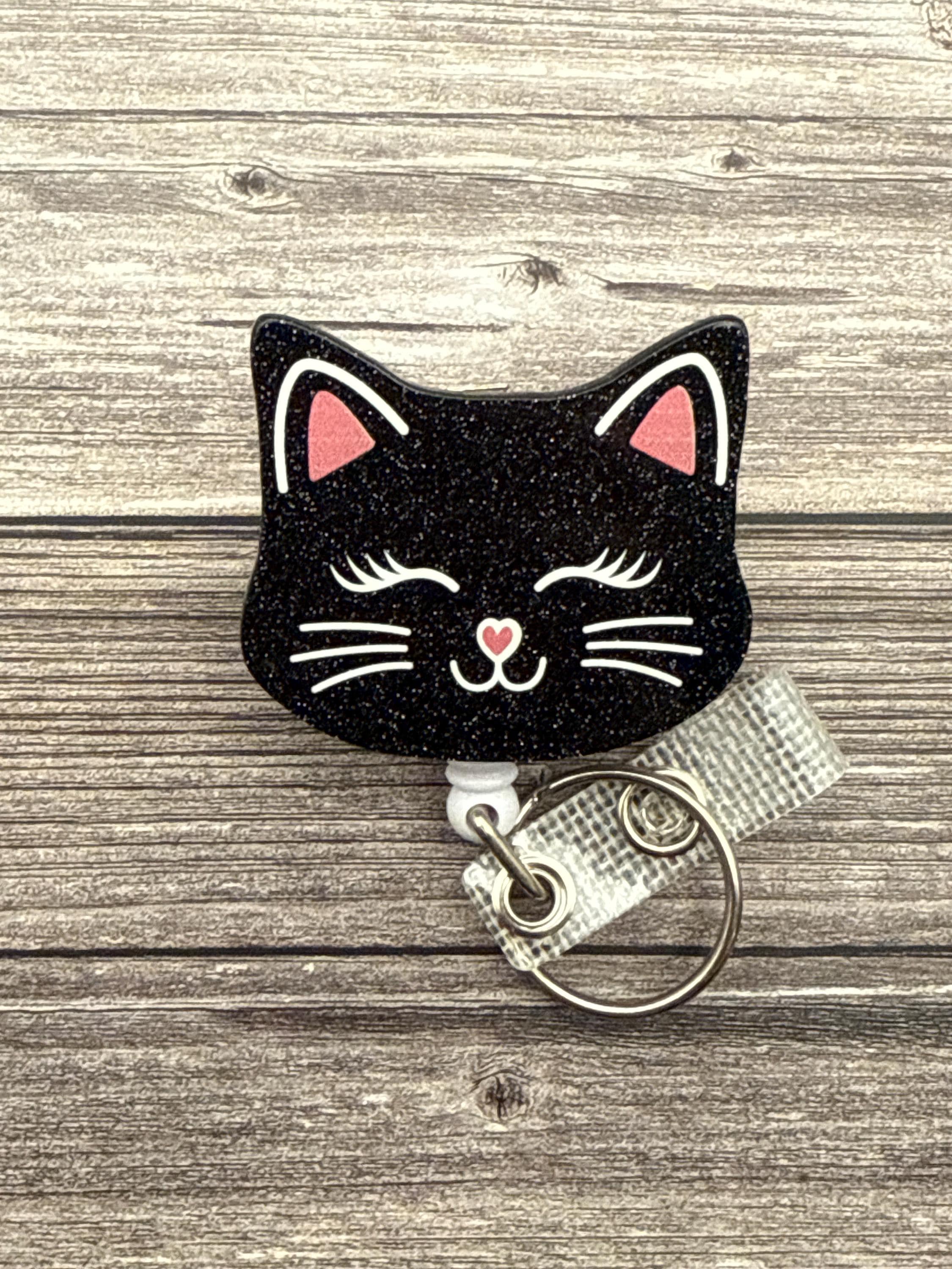 Funny Cat Retractable Badge Reel: Alligator Swivel - Thumbnail 2