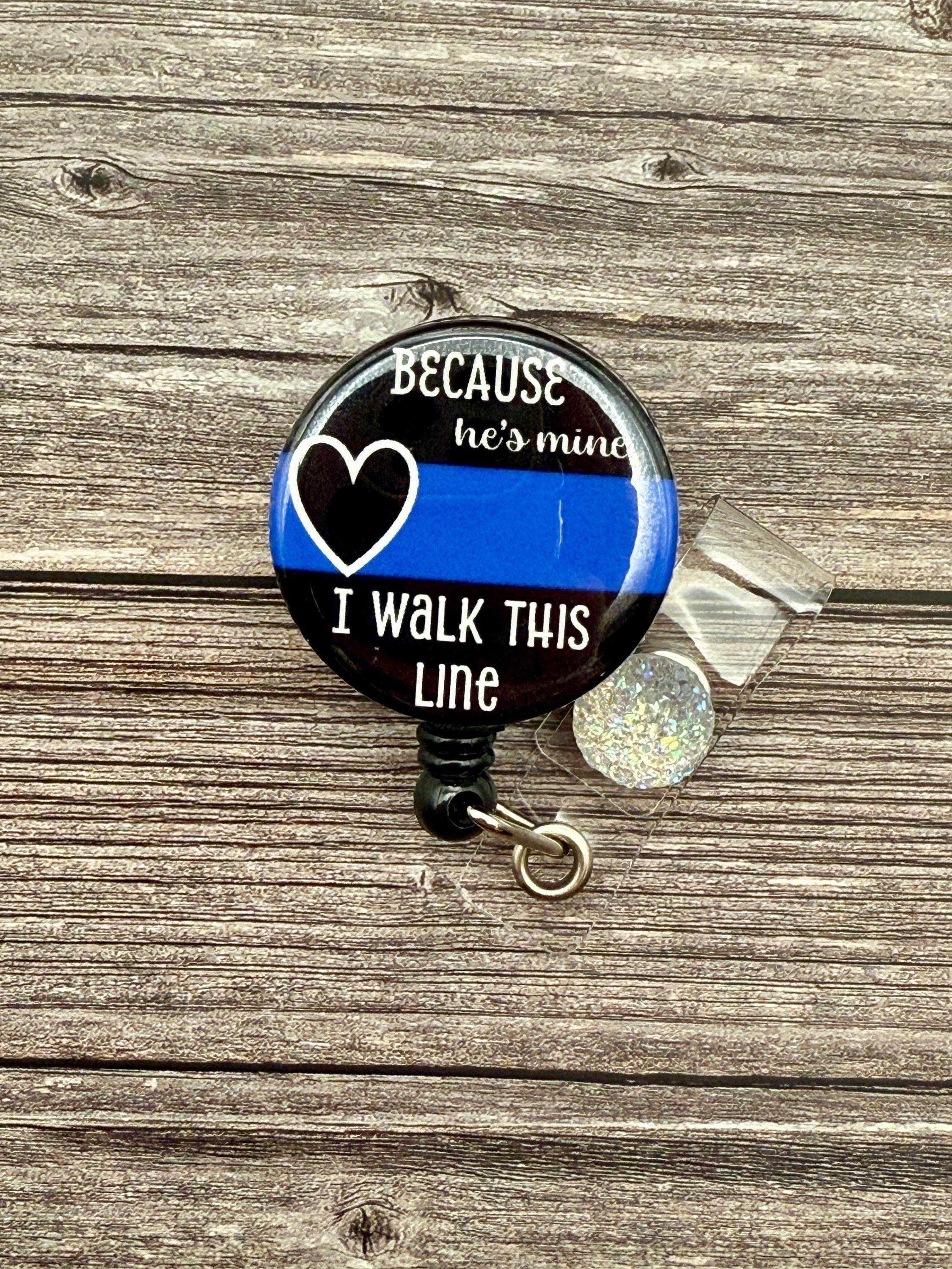 Thin Blue Line Badge Reel: Police Wife, Nurse - Belt or Swivel Clip - Thumbnail 4