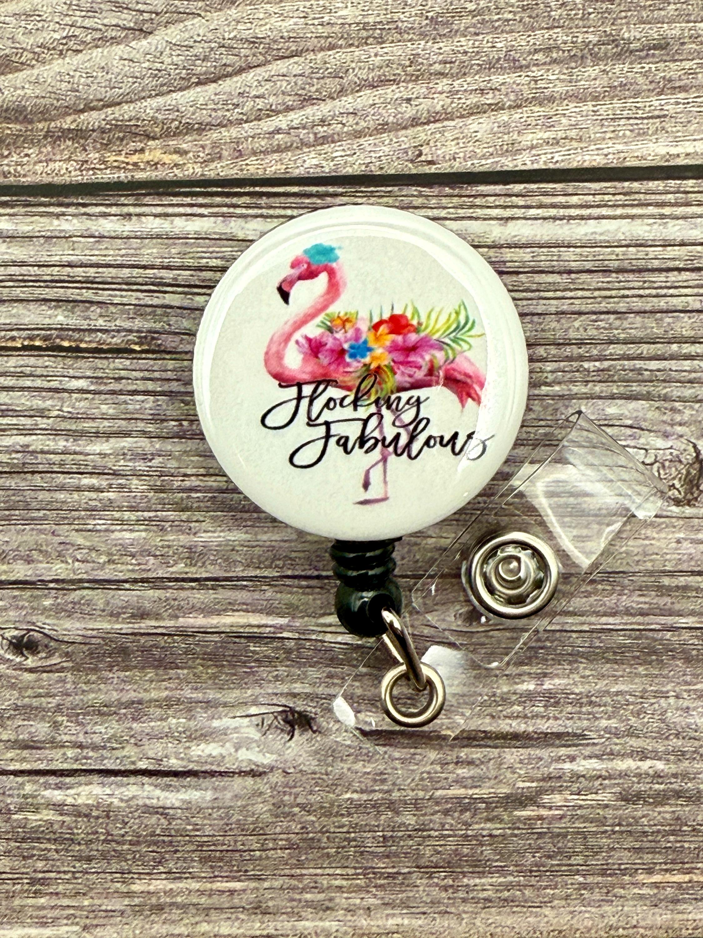 Funny Flamingo Badge Reel: Nursing ID Holder - Thumbnail 2