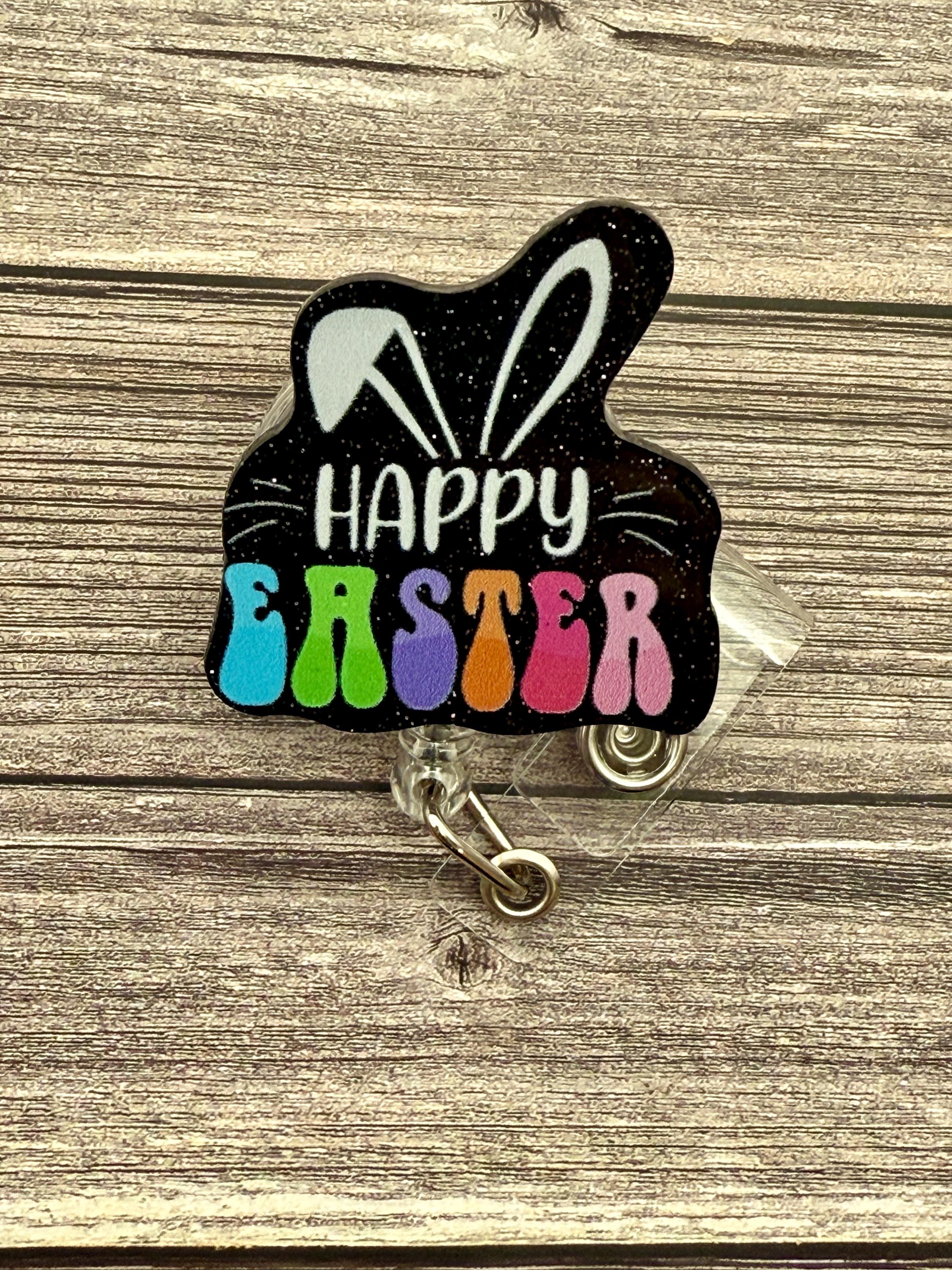 Easter Bunny Retractable Badge Reel: Alligator Swivel Clip