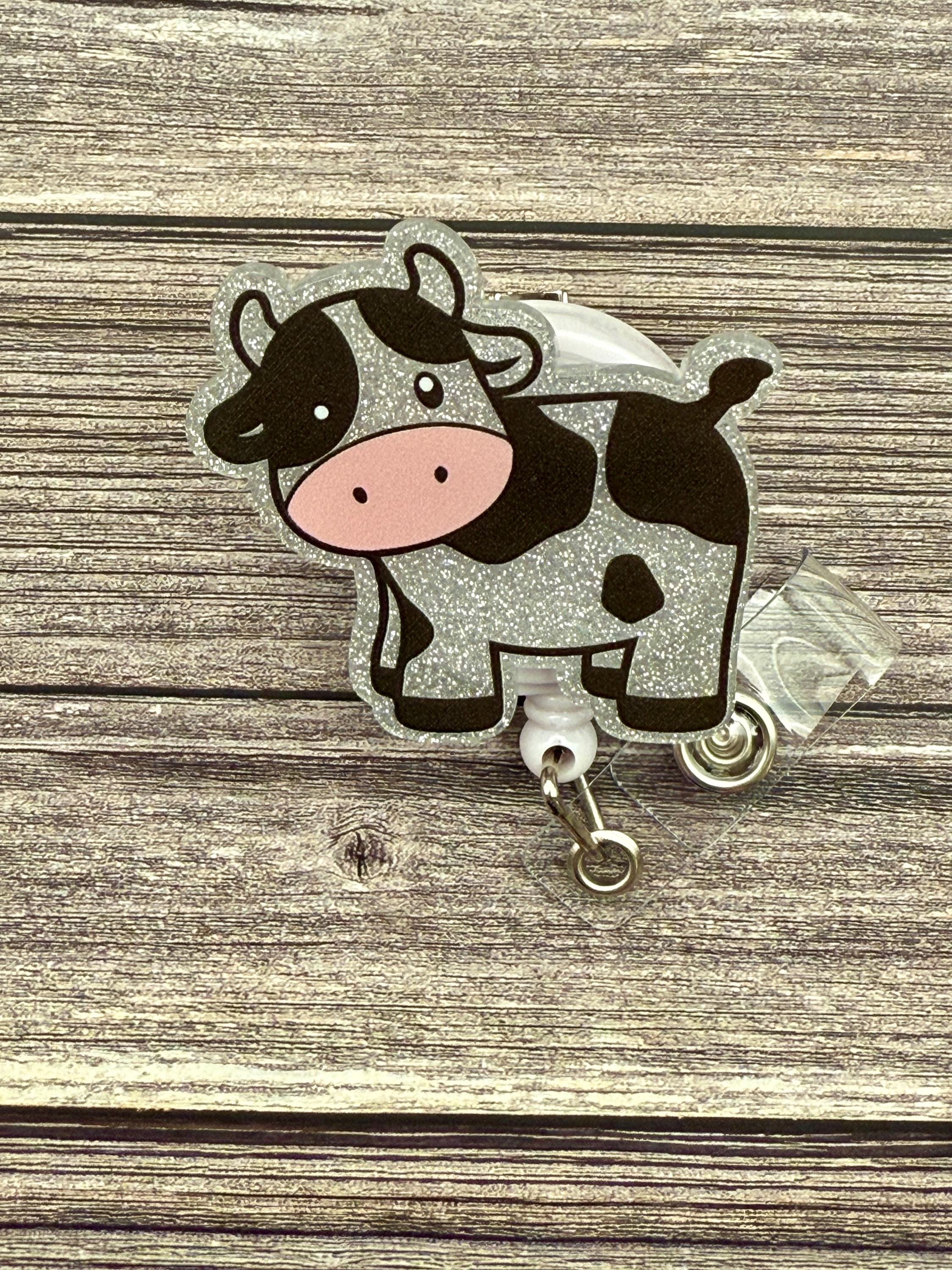 Funny Cow Badge Reel: Alligator Swivel Clip