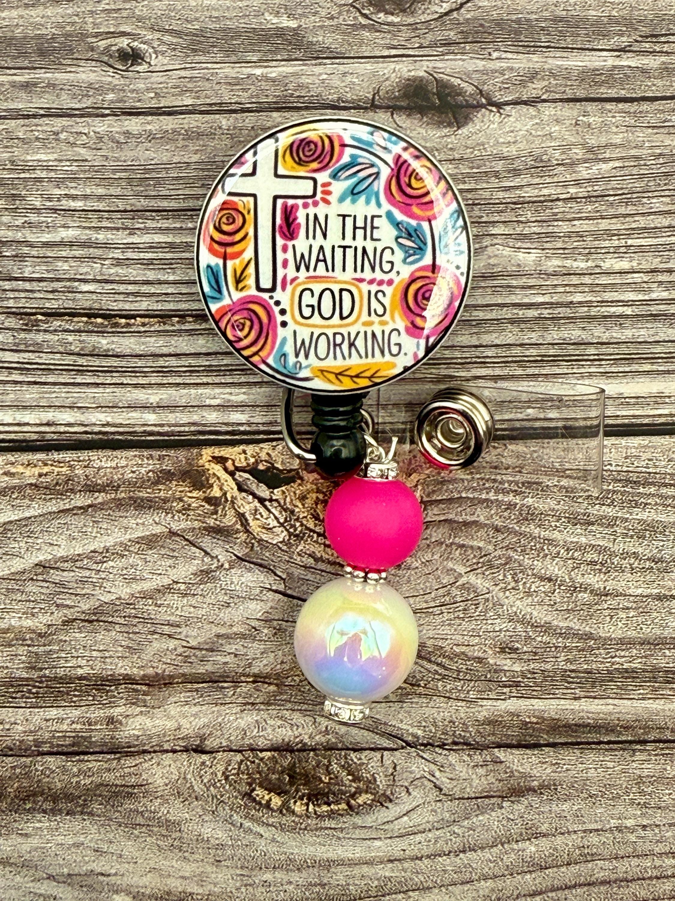 Inspirational Floral Badge Reel: Religious Nursing ID Holder - Image 1