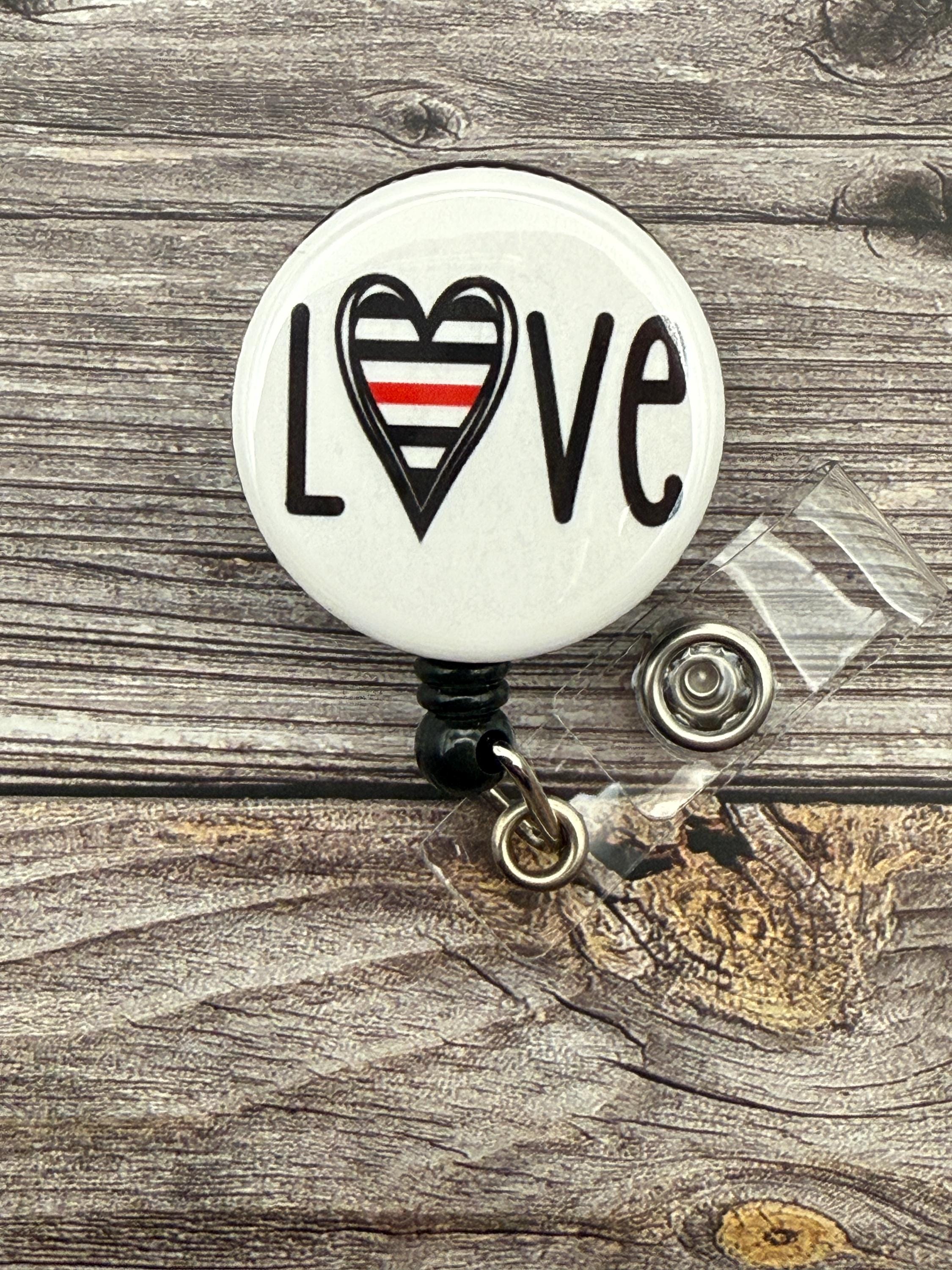 Thin Red Line Love Badge Reel - Firefighter Wife Gift