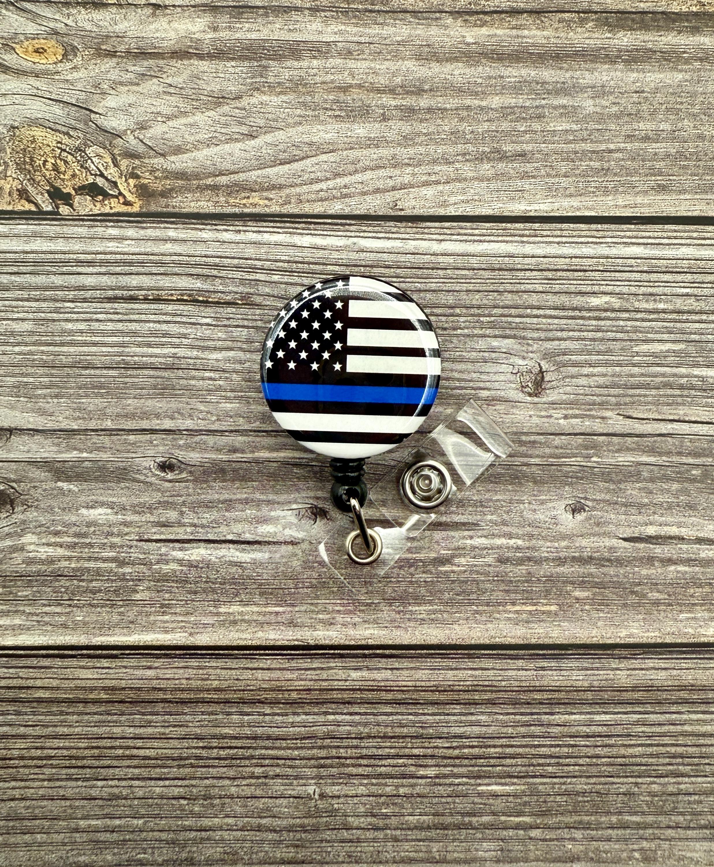 Thin Blue Line Badge Reel: Police Wife, Nurse Gift