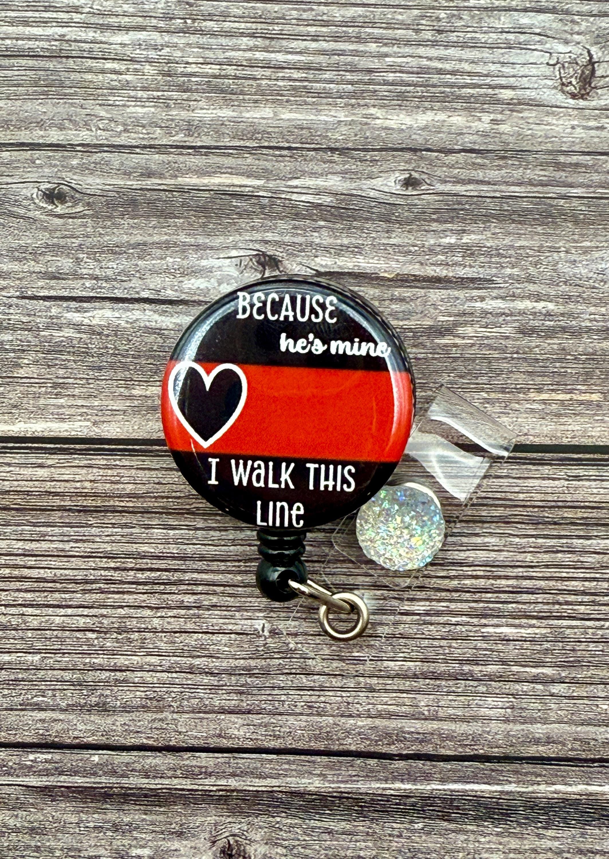 Thin Red Line Badge Reel: Firefighter Wife, Personalized Nursing Badge - Thumbnail 4