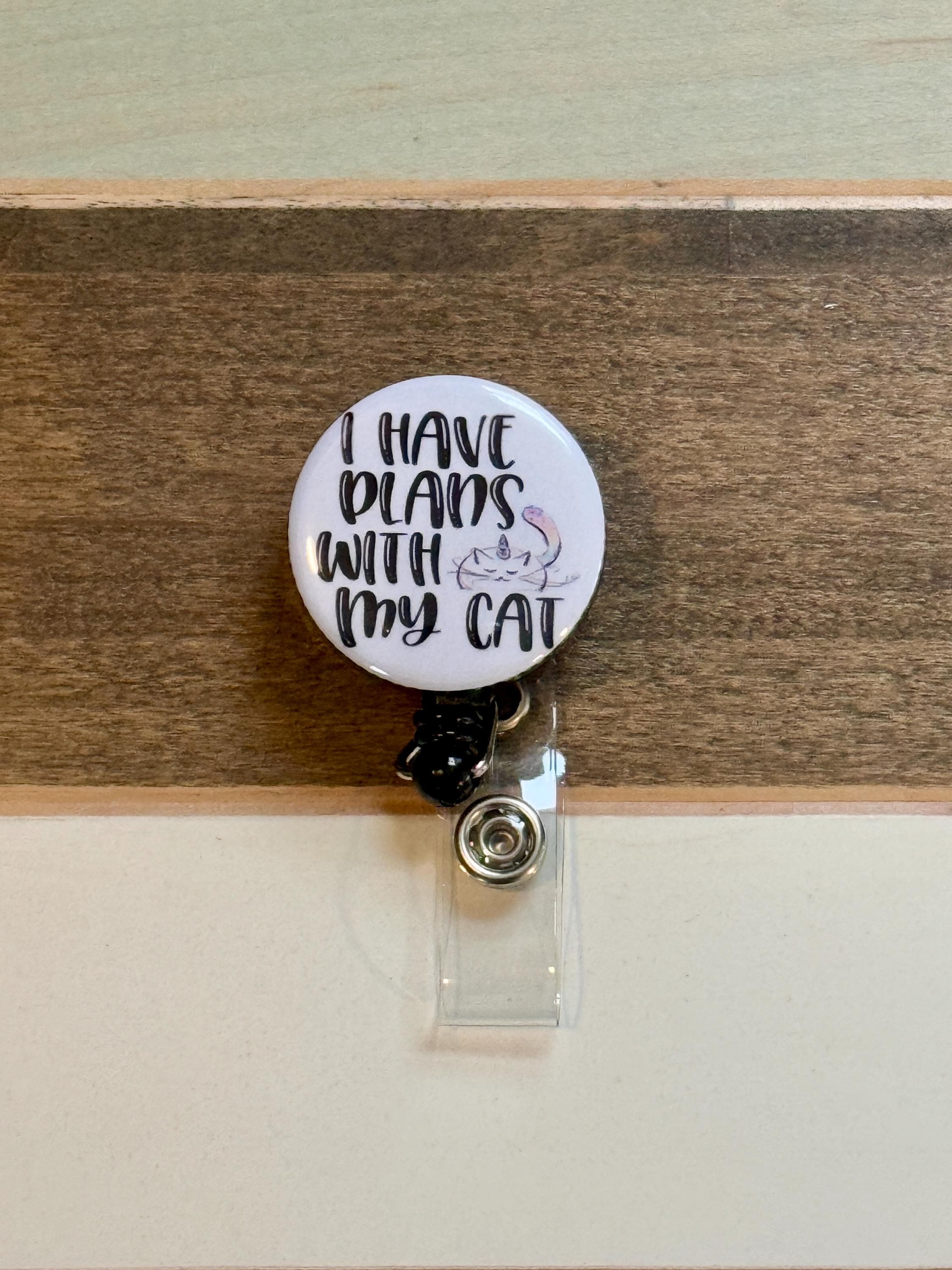 Funny Cat Plans Badge Reel: Nurse, Belt Clip, Swivel - Thumbnail 2
