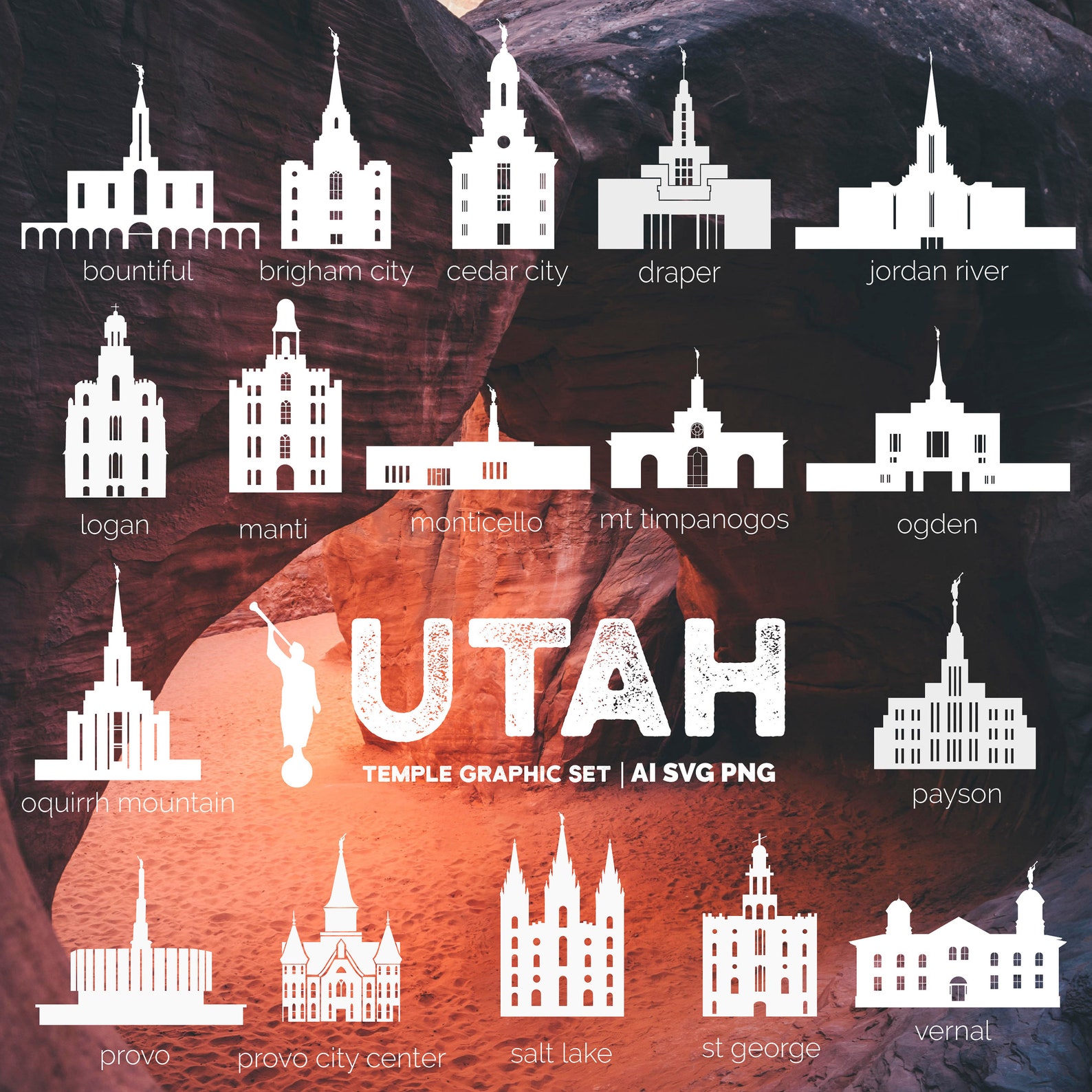 LDS Utah Temple Vector Set Temple Graphics Lds Illustrator - Etsy