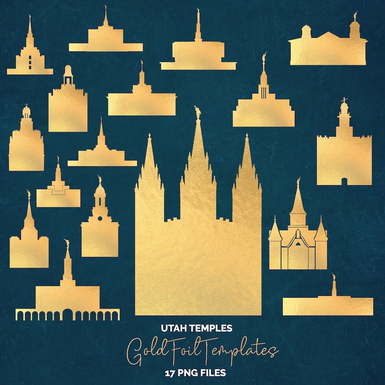 LDS Utah Temple Clipart Gold Foil Temple Clipart Temple Graphics - Etsy