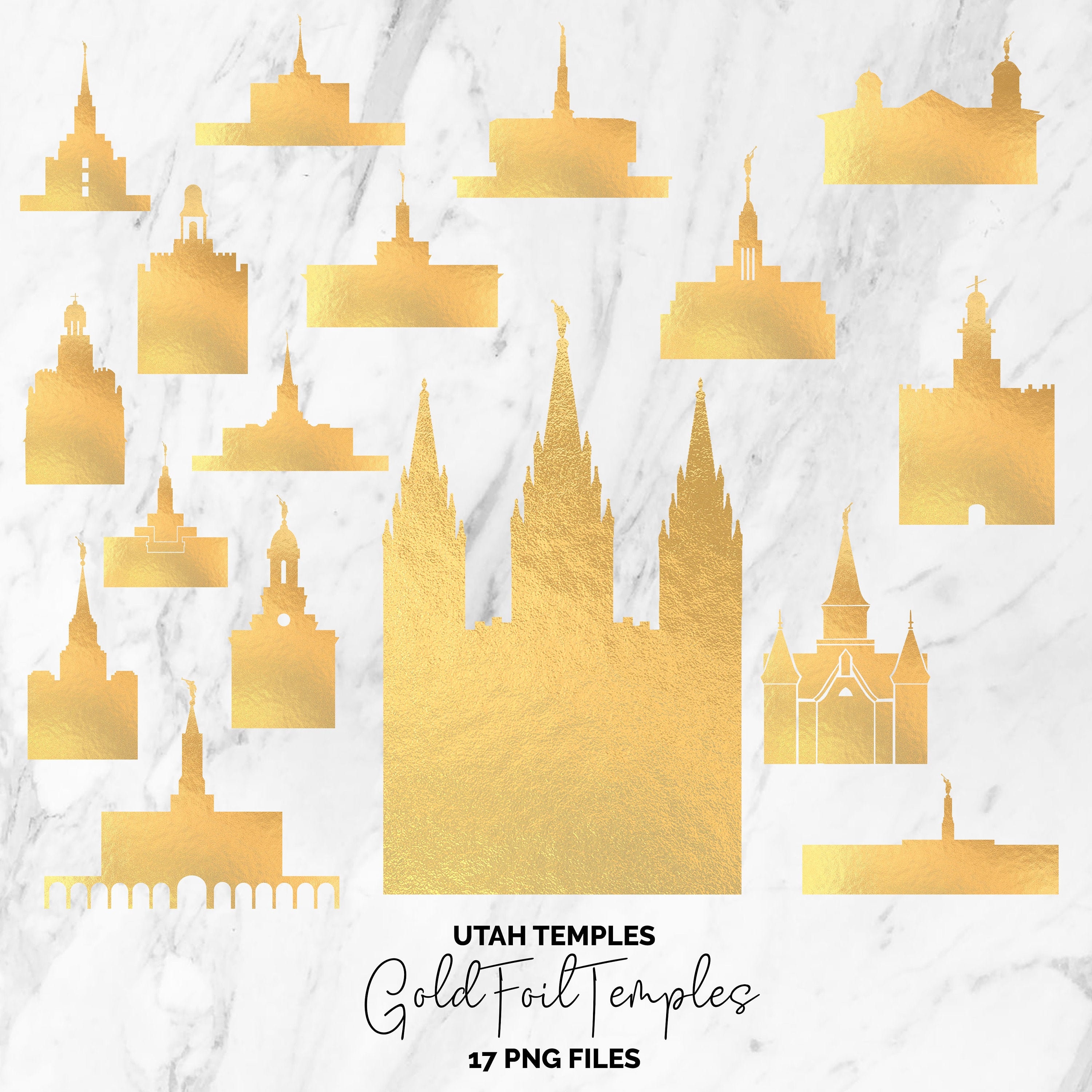 LDS Utah Temple Clipart Gold Foil Temple Clipart Temple Graphics - Etsy