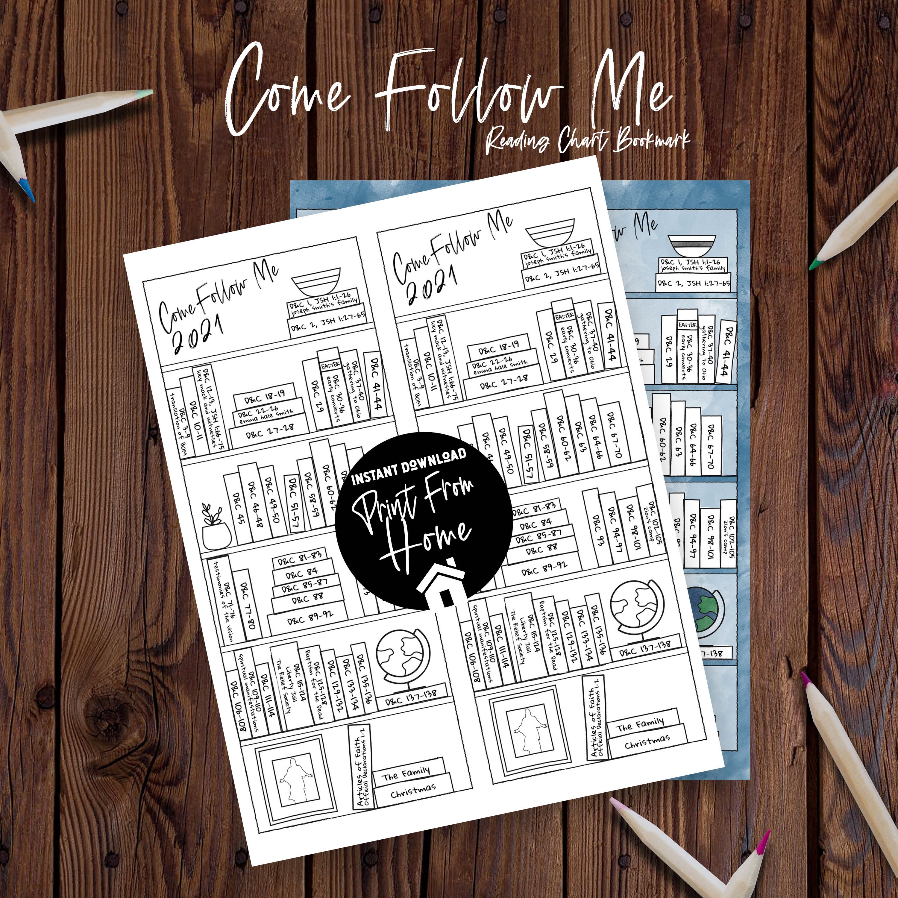 2021 Come Follow Me Reading Chart Bookmark Watercolor and Etsy Canada