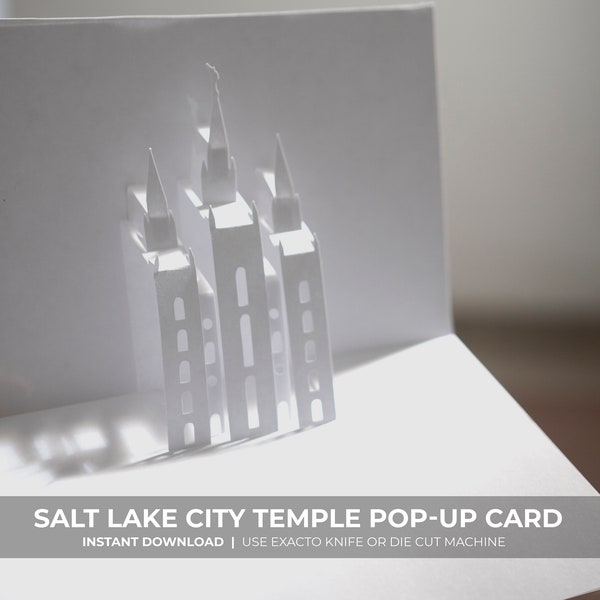 Salt Lake City Temple Pop-Up Card INSTANT DOWNLOAD, svg cut file, Exacto Knife and Cricut Instructions Available, Kirigami, LDS Temple Art