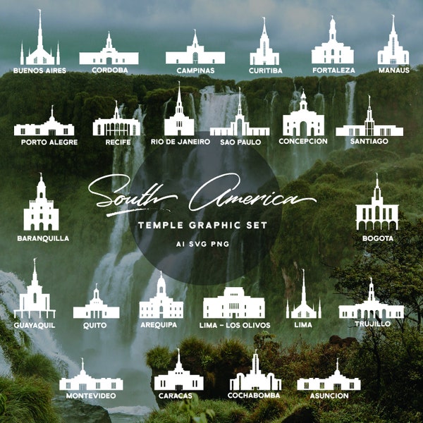 LDS Zuid-Amerika Tempel Vector Set, Tempel Graphics, Mormon, LDS, Illustrator Bestand, SVG, Cricut