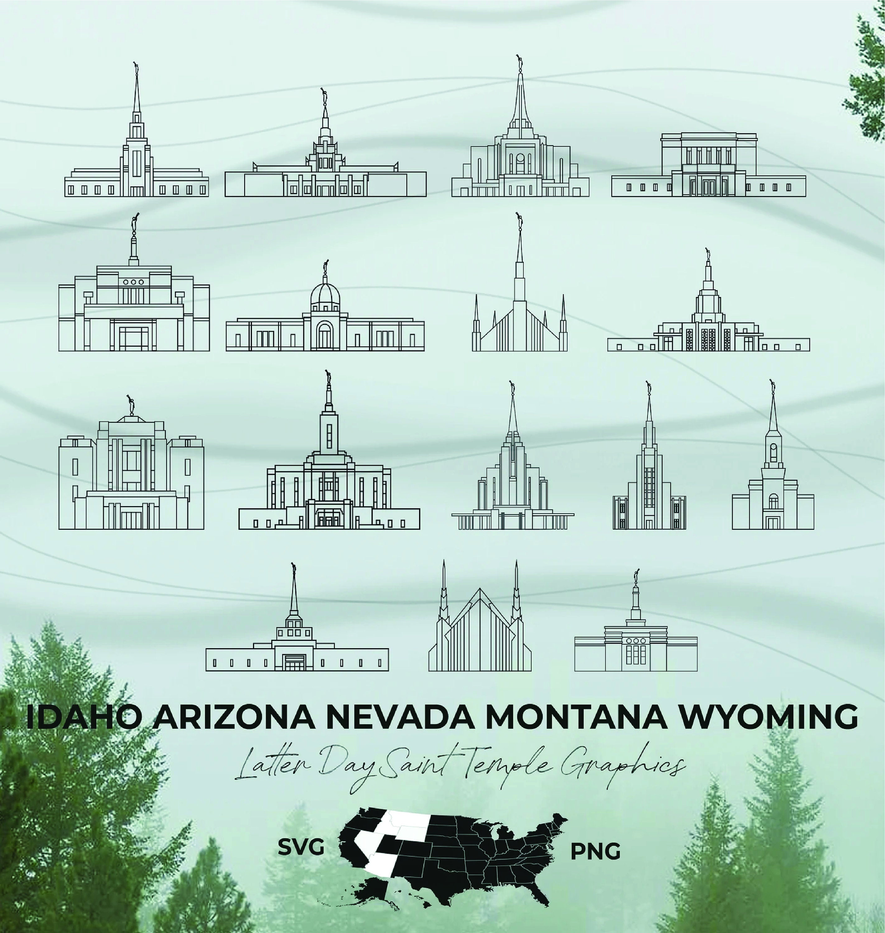 LDS Lineartemple Vector Set, Complete Set, Temple Bundle, Includes AI ...