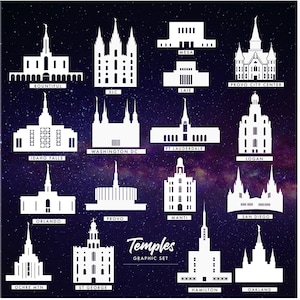 LDS Temple Vector Set, Popular Temples, Temple Graphics, Mormon, LDS, Illustrator File, SVG