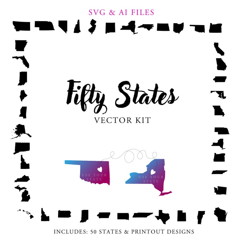 Download 50 States Vector Set SVG and AI Files All 50 States ...