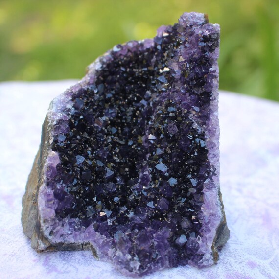 Amethyst Geode Crystal Tower: Deep Purple Boho Home Decor