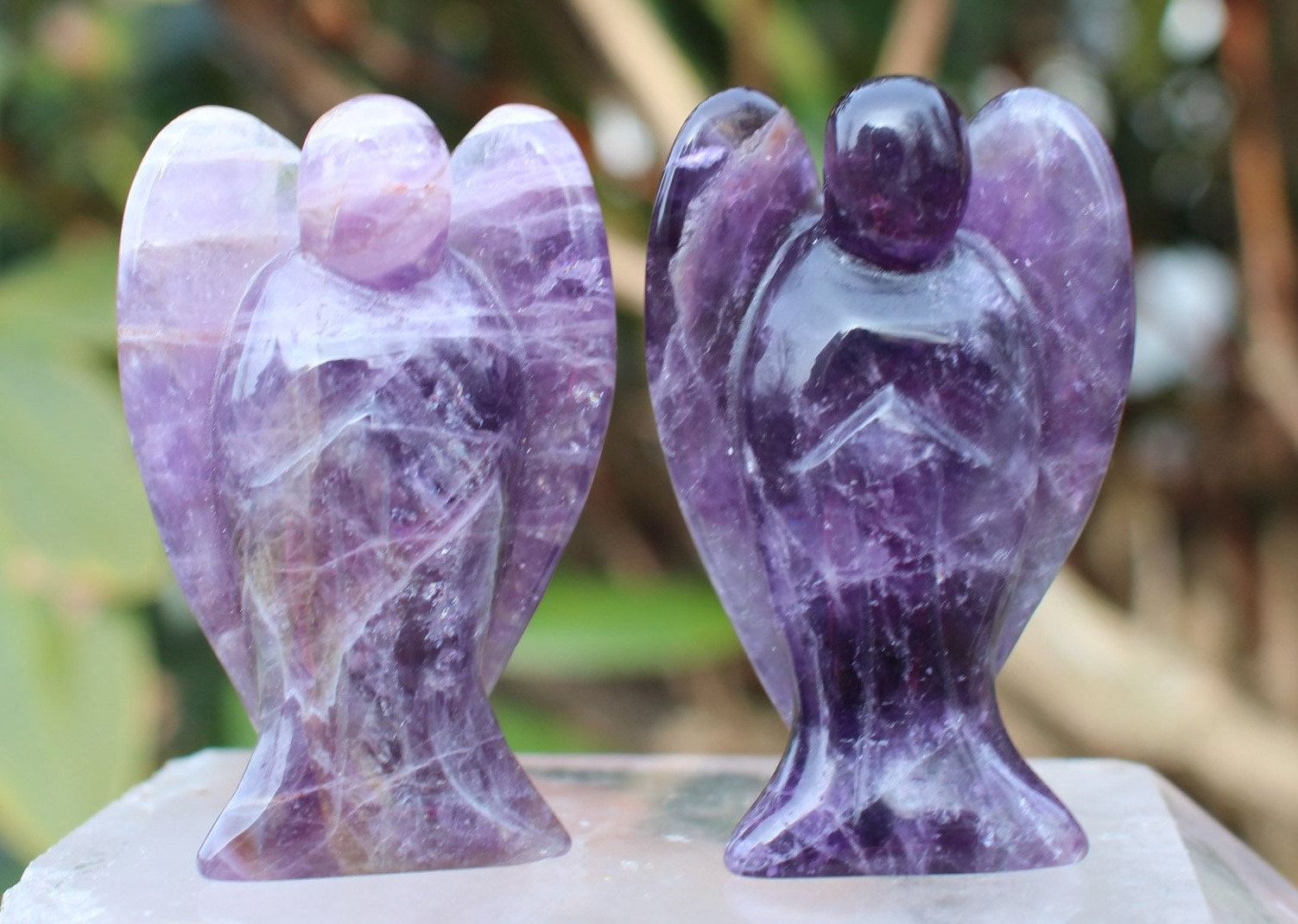 1 pc Natural Dream Chevron AMETHYST Carving Angel Statue,Crystal Healing Crafts 