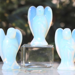 Opalite Guardian Angel, Crystal Angel Figurine, Pocket Angel Totem, Protection Gemstone. Keepsake  Memento, 2.0 inches tall.