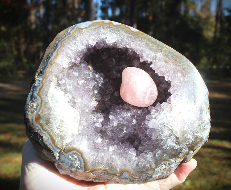 Amethyst Geode Crystal Cave, Large Hollow Geode, Polished Edge Cut ...