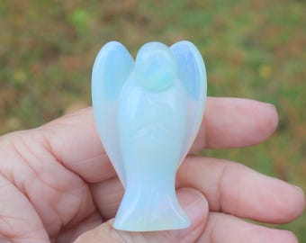 Opalite Guardian Angel, Protection Figurine, Pocket Totem, Stocking Stuffer. (2.0 inches)