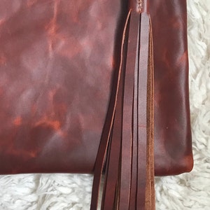 Oiled Brown Leather Tassel Charm: Western Style Accessory