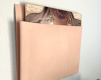 Full Grain Leather Record Album Display Pocket | Vinyl Storage Wall Holder
