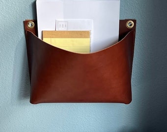 Large Leather Wall Pocket: American-Made Hanging Organizer