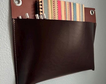 Two-Tone Leather Wall Pocket Organizer: American Full-Grain Leather