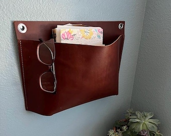 Oversized Leather Wall Pocket: American-Made Hanging Organizer