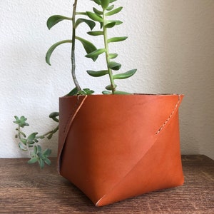 Leather Planter | Leather Container | Decorative Leather Box | Catchall