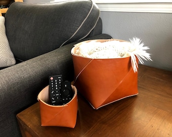 Full Grain Leather Storage Bin | Catchall, Planter