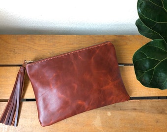 Leather Clutch | Oiled Leather Clutch Bag | Luxe Leather Gift | Evening Bag