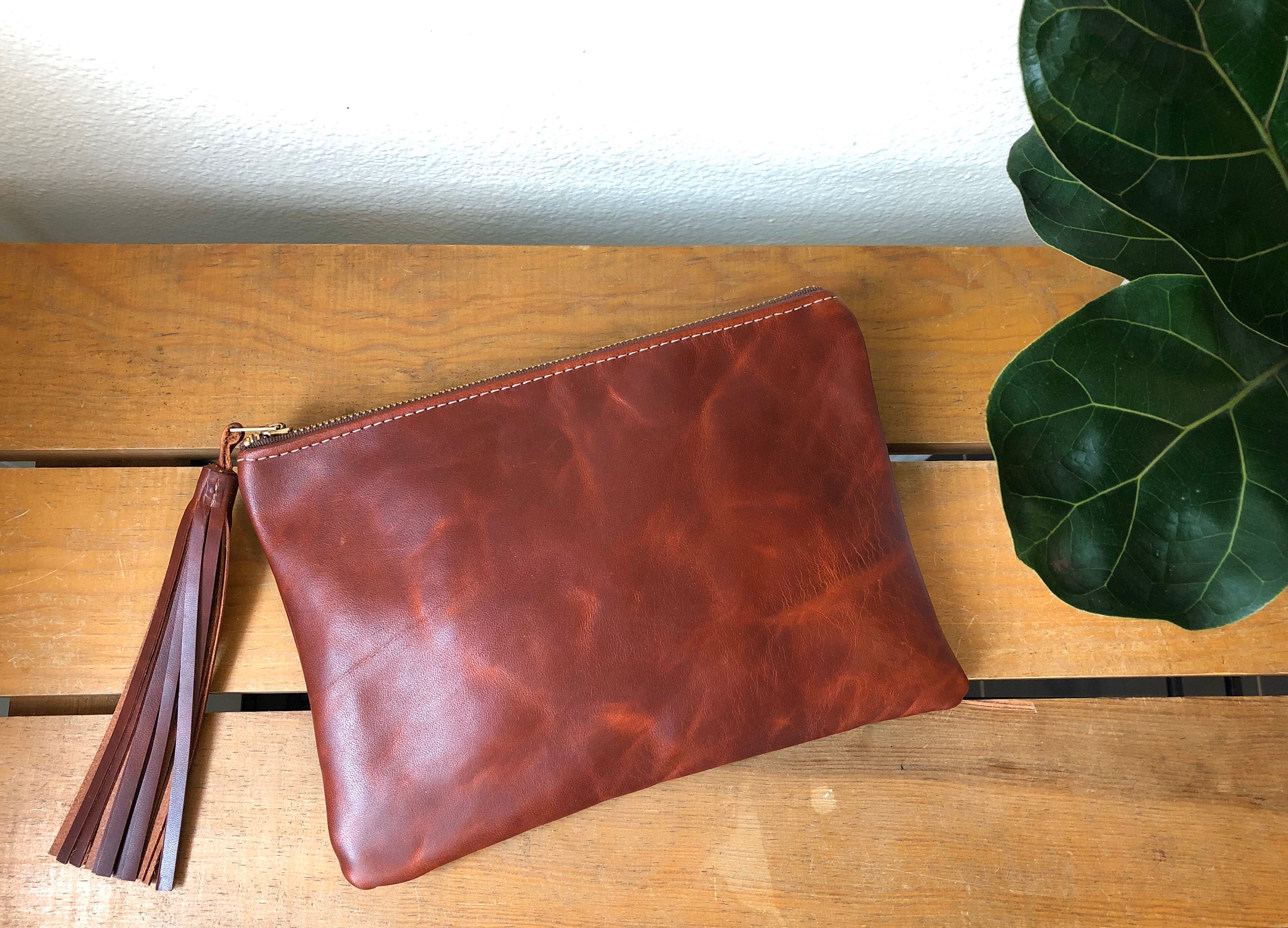 leather clutch with