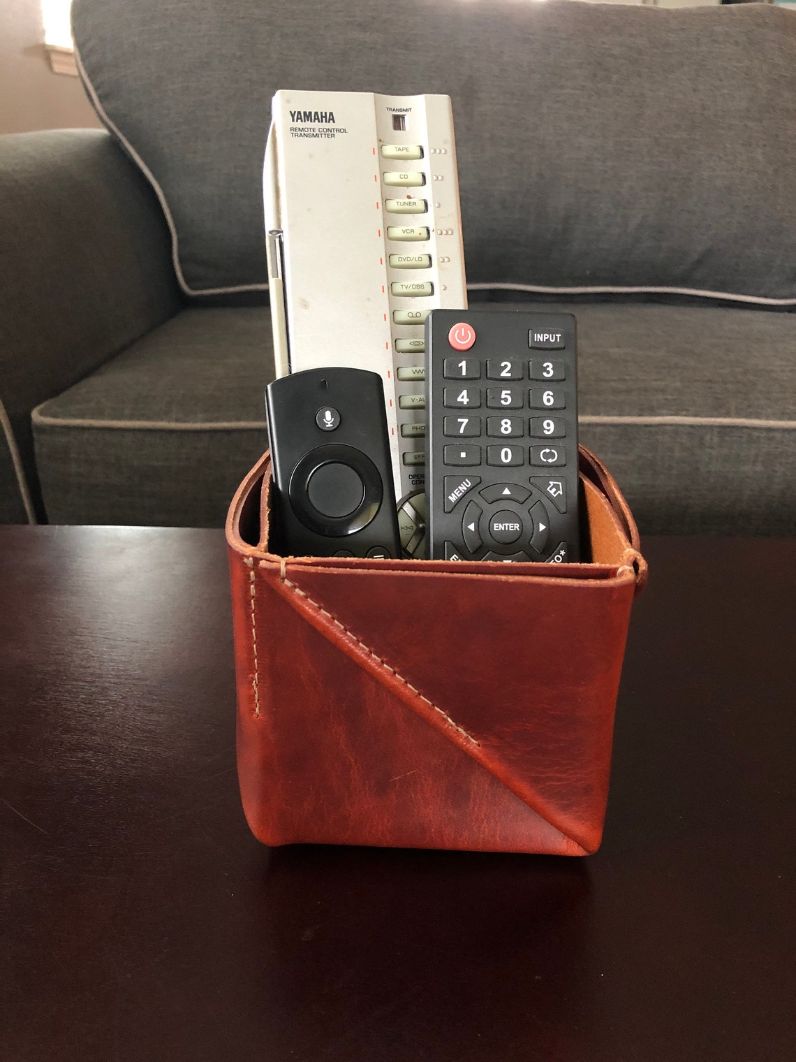 Leather Planter Leather Remote Control Holder Leather Box Etsy