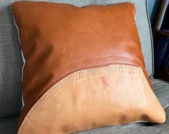 Full Grain Leather Pillow: Handcrafted Western Throw Pillow