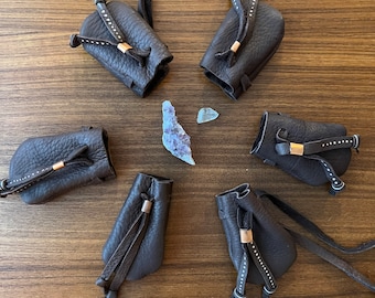 Elkskin Medicine Bag Necklace: Oregon Leather Pouch for Crystals