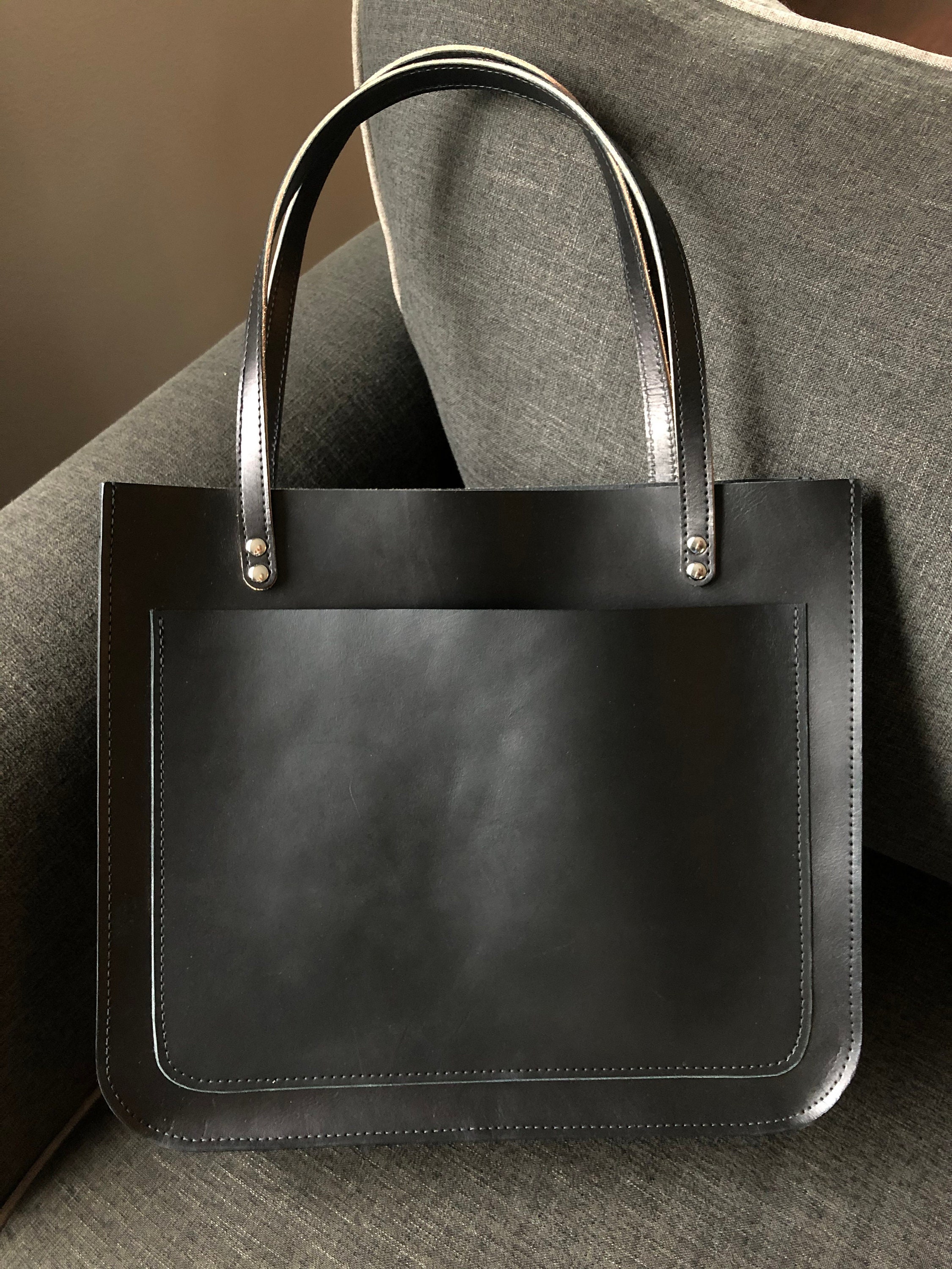 Large Leather Tote Structured Leather Tote Bag Work Bag Etsy