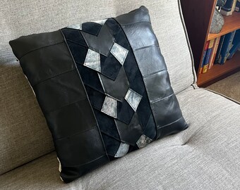 Patchwork Leather Pillow Cover: Handcrafted American Leathers