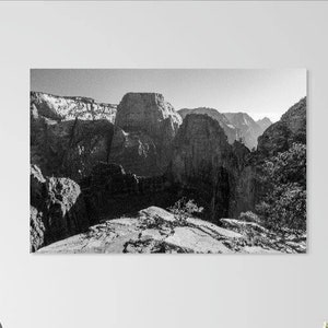 Angels Landing / Zion National Park / Utah / Mountain / Landscape / National Park / Home Decor / Wyoming Print / BW / Art / West / Black
