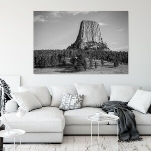 Devils Tower / Black Hills / Wyoming / Devil's Tower / National Monument / National Park / Butte / Home Decor / Wyoming Print / BW / Art image 2