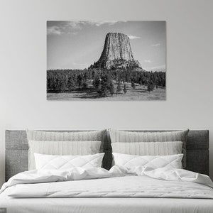 Devils Tower / Black Hills / Wyoming / Devil's Tower / National Monument / National Park / Butte / Home Decor / Wyoming Print / BW / Art image 4