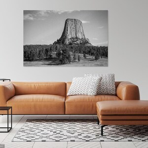 Devils Tower / Black Hills / Wyoming / Devil's Tower / National Monument / National Park / Butte / Home Decor / Wyoming Print / BW / Art image 5